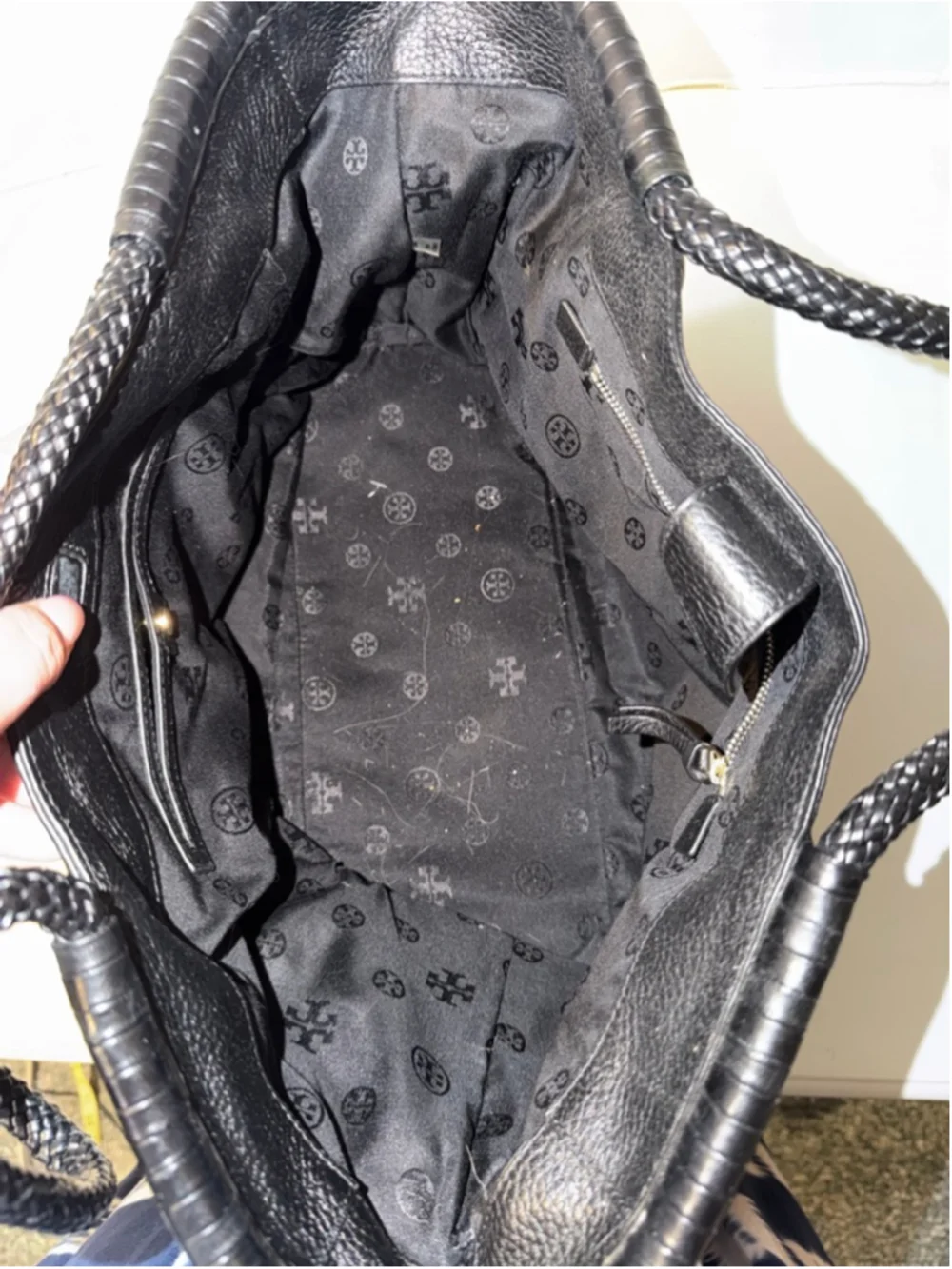Women's Tory Burch Black Leather Tote Bag One Size